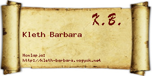 Kleth Barbara névjegykártya